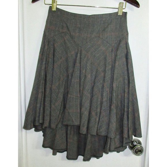 D&G Dolce Gabbana 4 Hi Lo Skirt Plaid Italy IT40 A-Line Rayon Wool Superb! - Picture 1 of 12